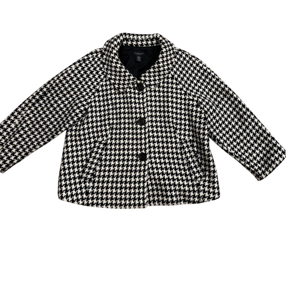 Rafaella Woman Houndstooth Wool Blend 16W Black White Jacket